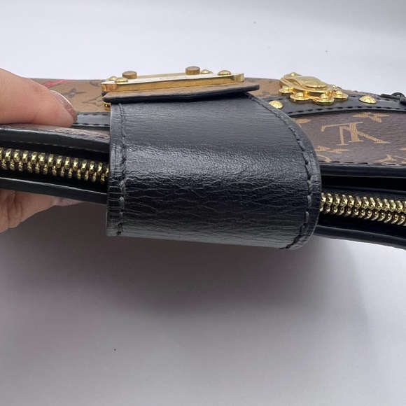 LV Brown and Black Monogram Clutch with Gold Accents - Picture 9 of 13